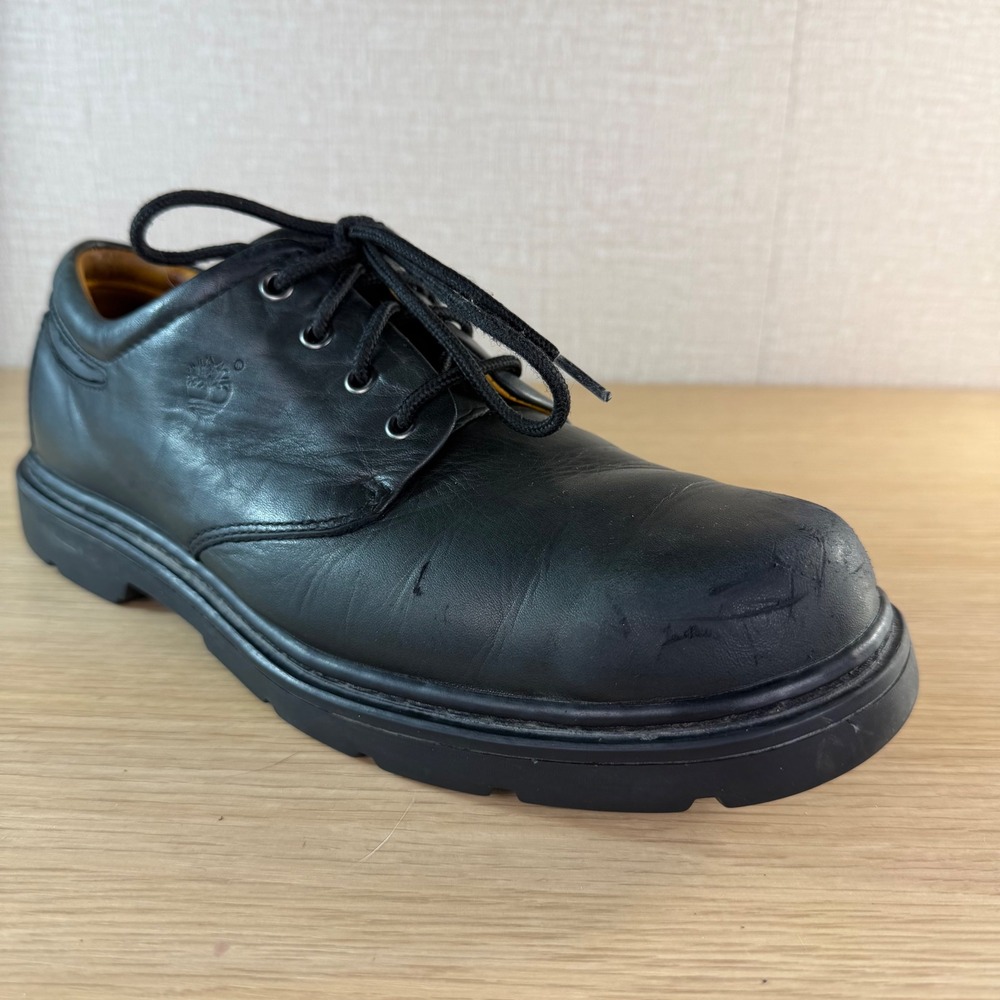 Timberland Mens Waterproof Leather Oxford Shoes Black Lug Sole 93015 Size 10M